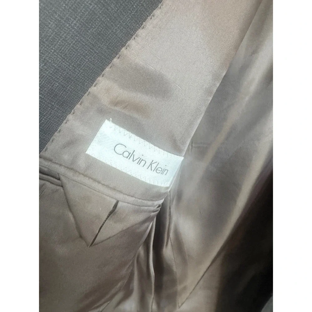 Calvin Klein Mens Charcoal Gray 100% Wool 2-Button Suit‎ Jacket Blazer 40R